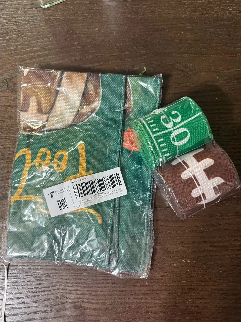 Green Football-Themed Party Ribbon & Garden Flag Set - Home Party Supplies
